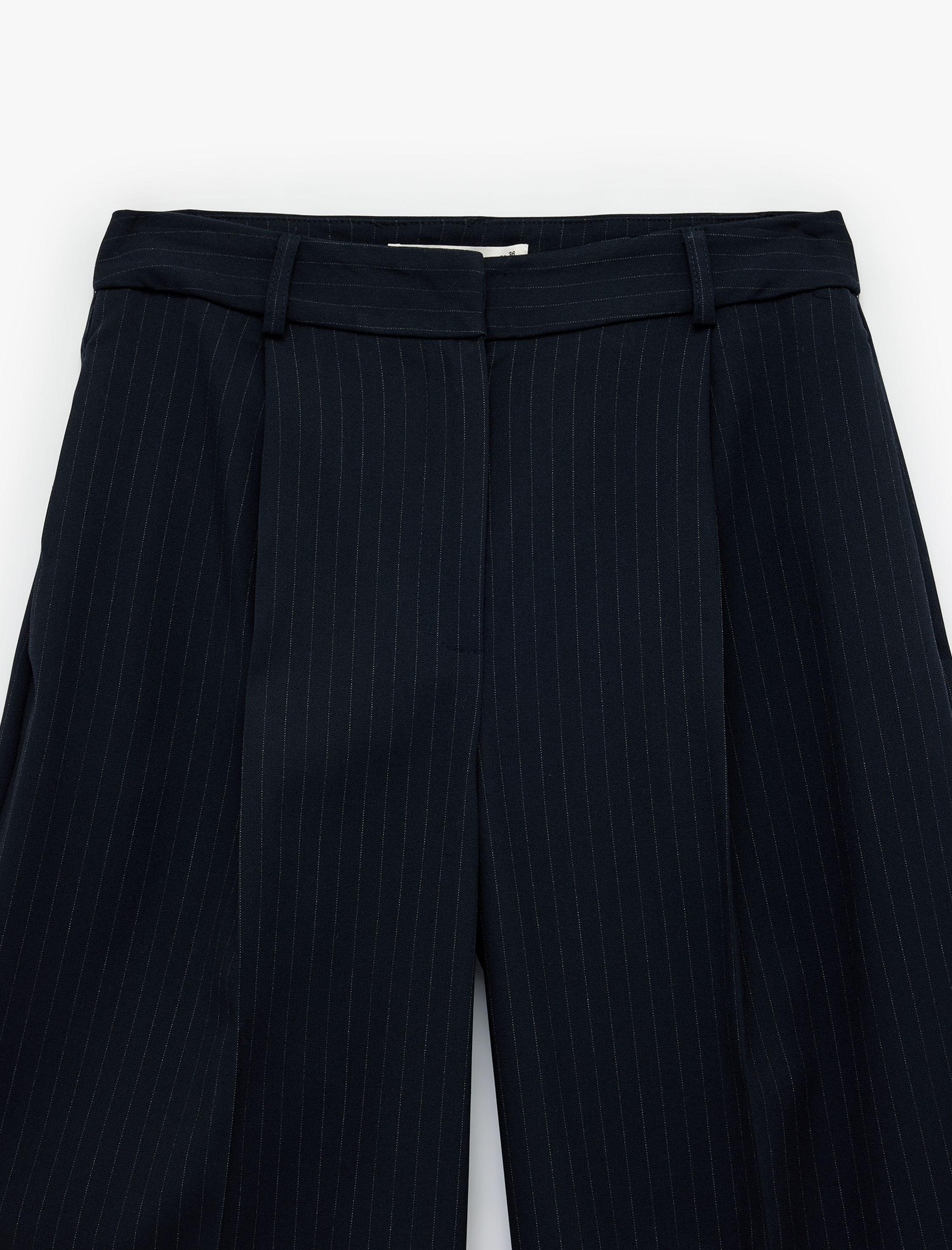   Yüksek Bel Geniş Paça Viskon Karışımlı Çizgili Pantolon