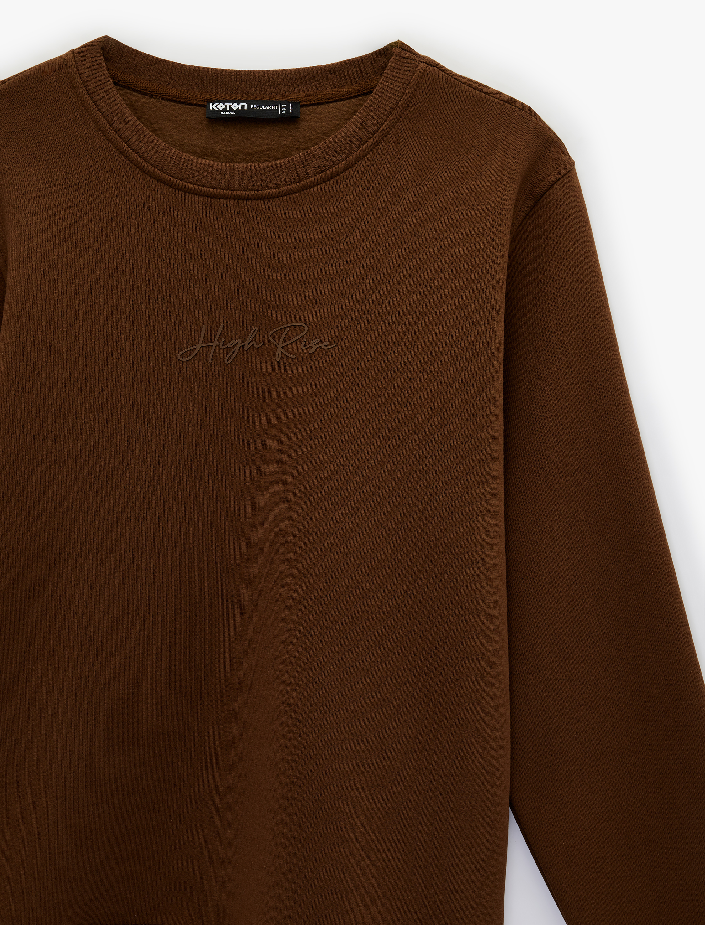   Regular Fit Uzun Kollu Şardonlu Bisiklet Yaka Basic Baskılı Sweatshirt