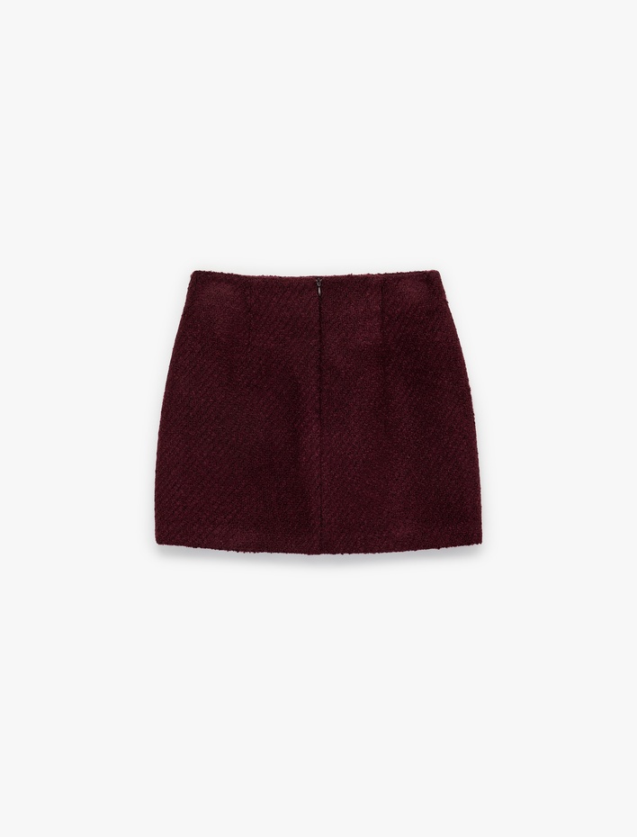  Slim Fit A Kesim Mini Tüvit Etek