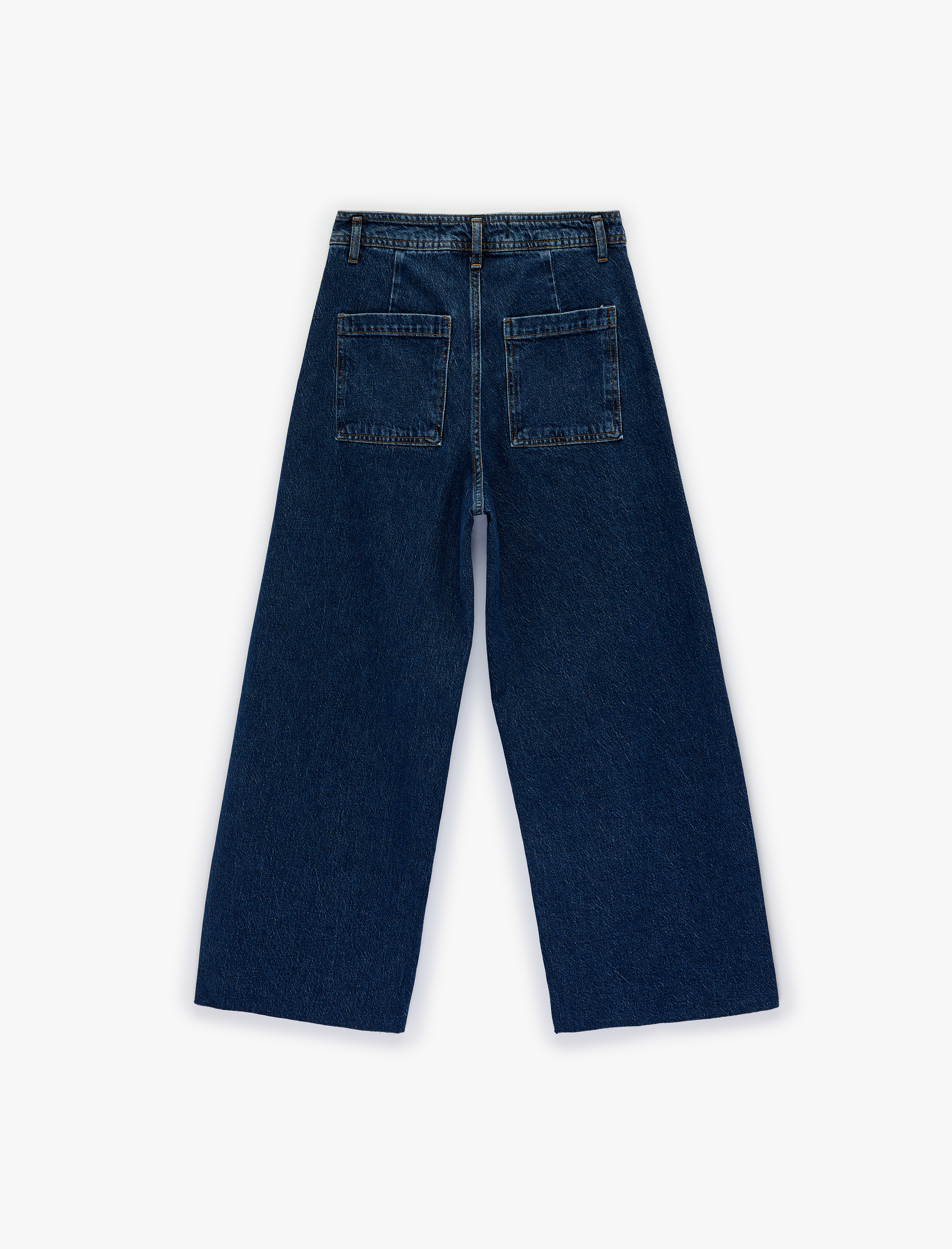  Düğmeli Yüksek Bel Rahat Kesim Denim Pantolon - Culotte Jeans