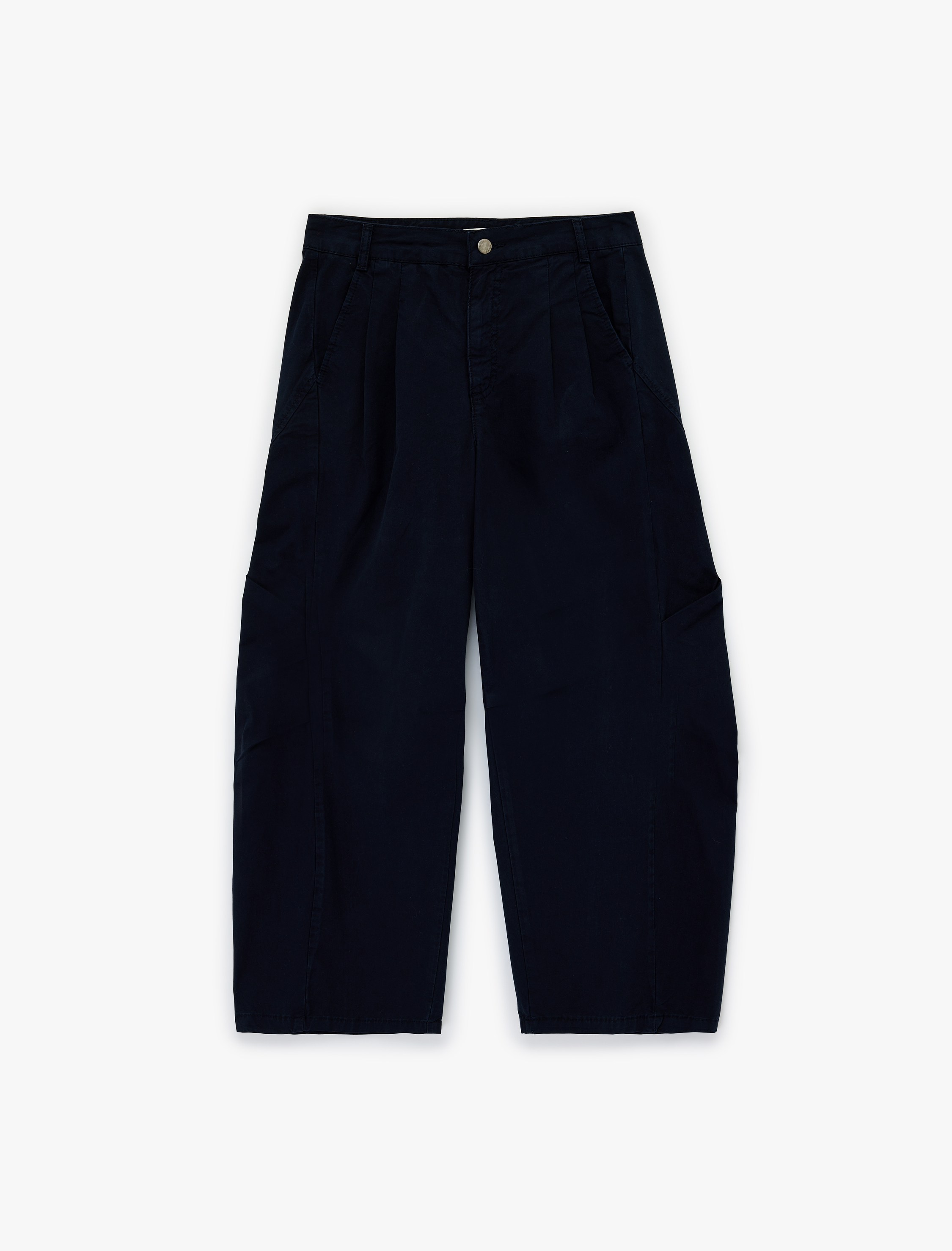   Pamuklu Cepli Düğmeli Normal Bel Rahat Kalıp Balon Pantolon