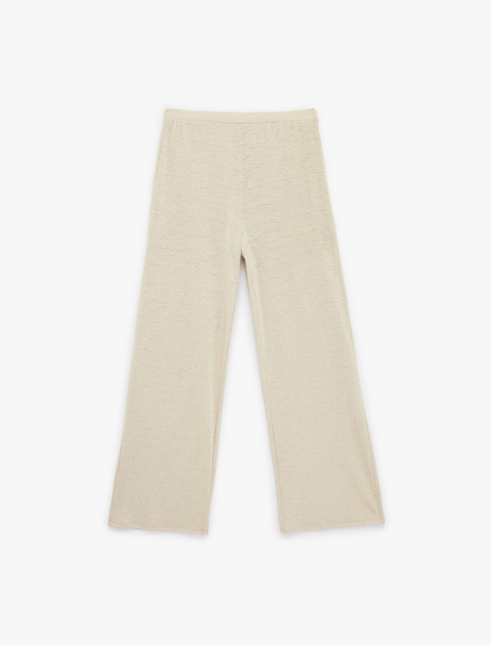  Normal Bel Düz Geniş Paça Pantolon