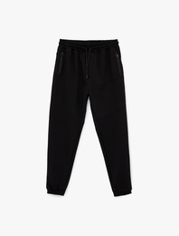 Regular Fit Fermuarlı Cepli Pamuklu Beli Bağcıklı Jogger Eşofman Altı