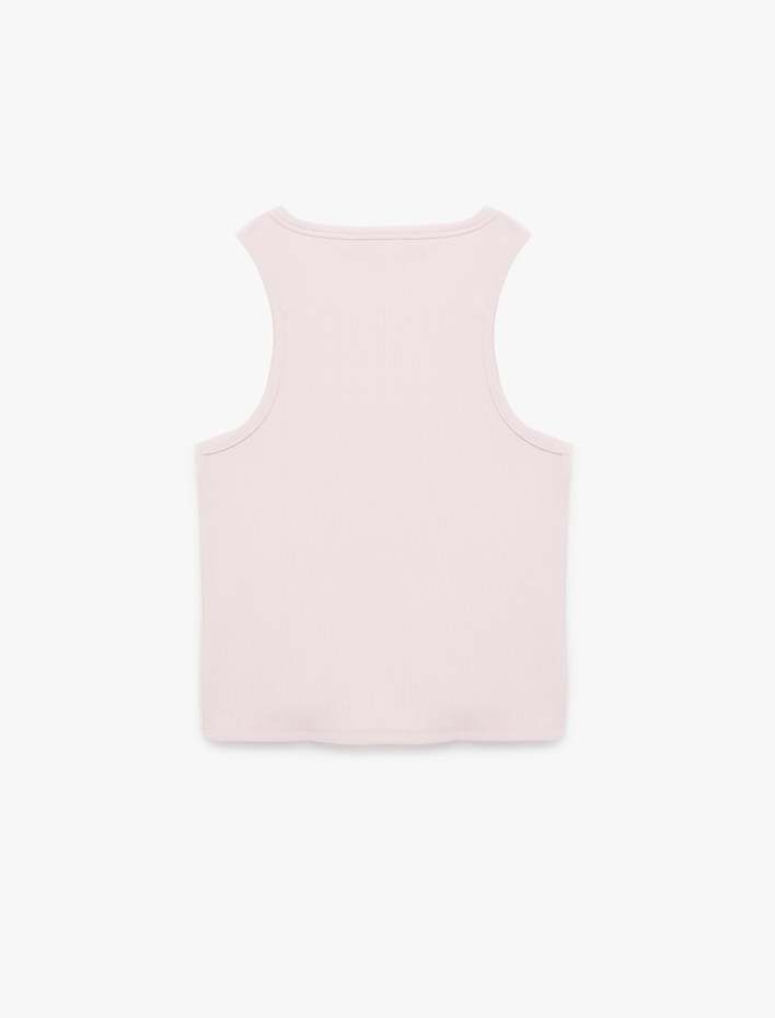  Slim Fit Bisiklet Yaka Fitilli Kolsuz Atlet