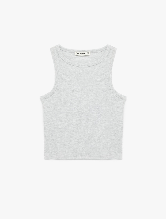  Slim Fit Bisiklet Yaka Fitilli Kolsuz Atlet