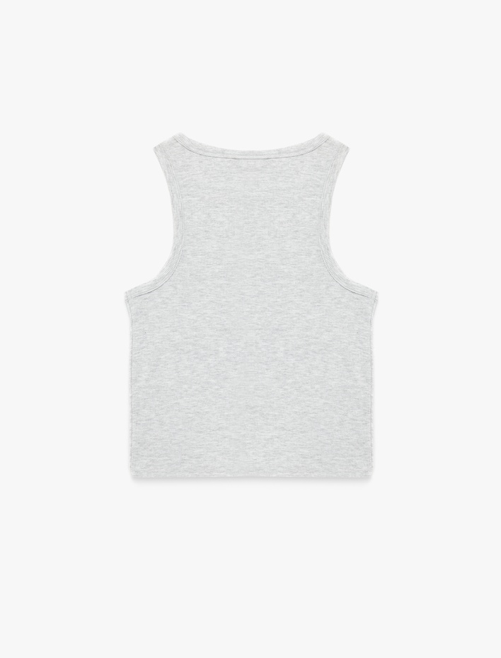  Slim Fit Bisiklet Yaka Fitilli Kolsuz Atlet