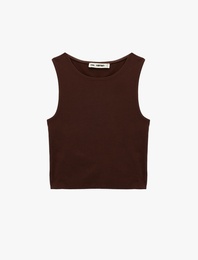 Kolsuz Bisiklet Yaka Slim Fit Crop Bluz