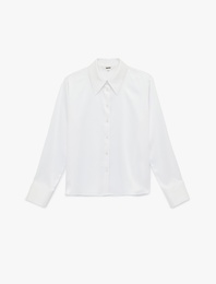 Slim Fit Uzun Kollu Düğmeli Klasik Yaka Saten Gömlek