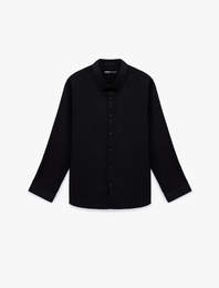 Regular Fit Uzun Kollu Düğmeli Klasik Yarım İtalyan Yaka Gömlek