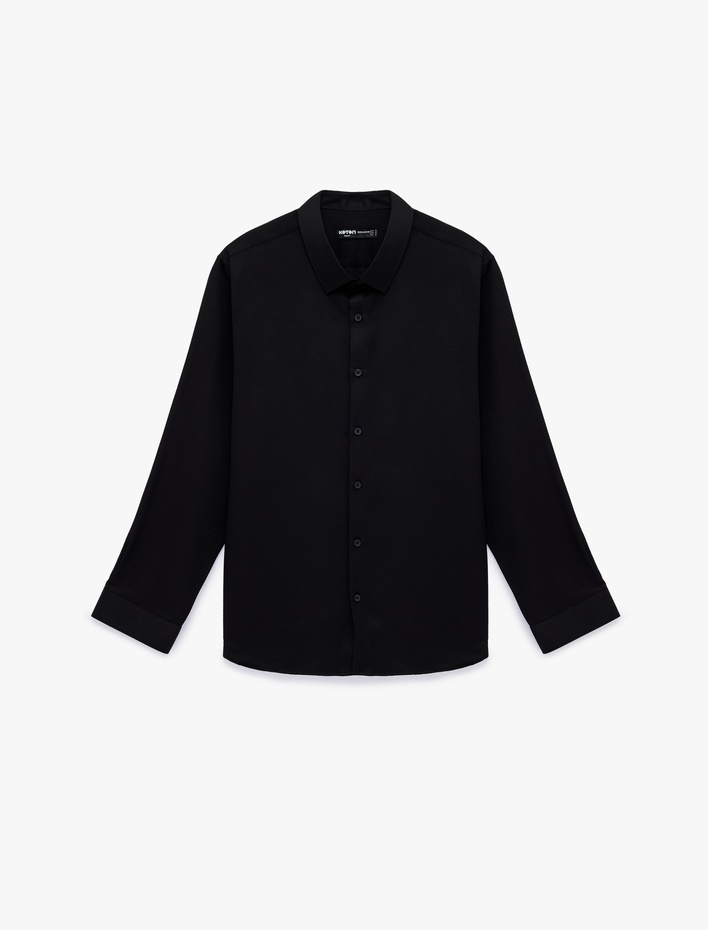  Regular Fit Uzun Kollu Düğmeli Klasik Yarım İtalyan Yaka Gömlek