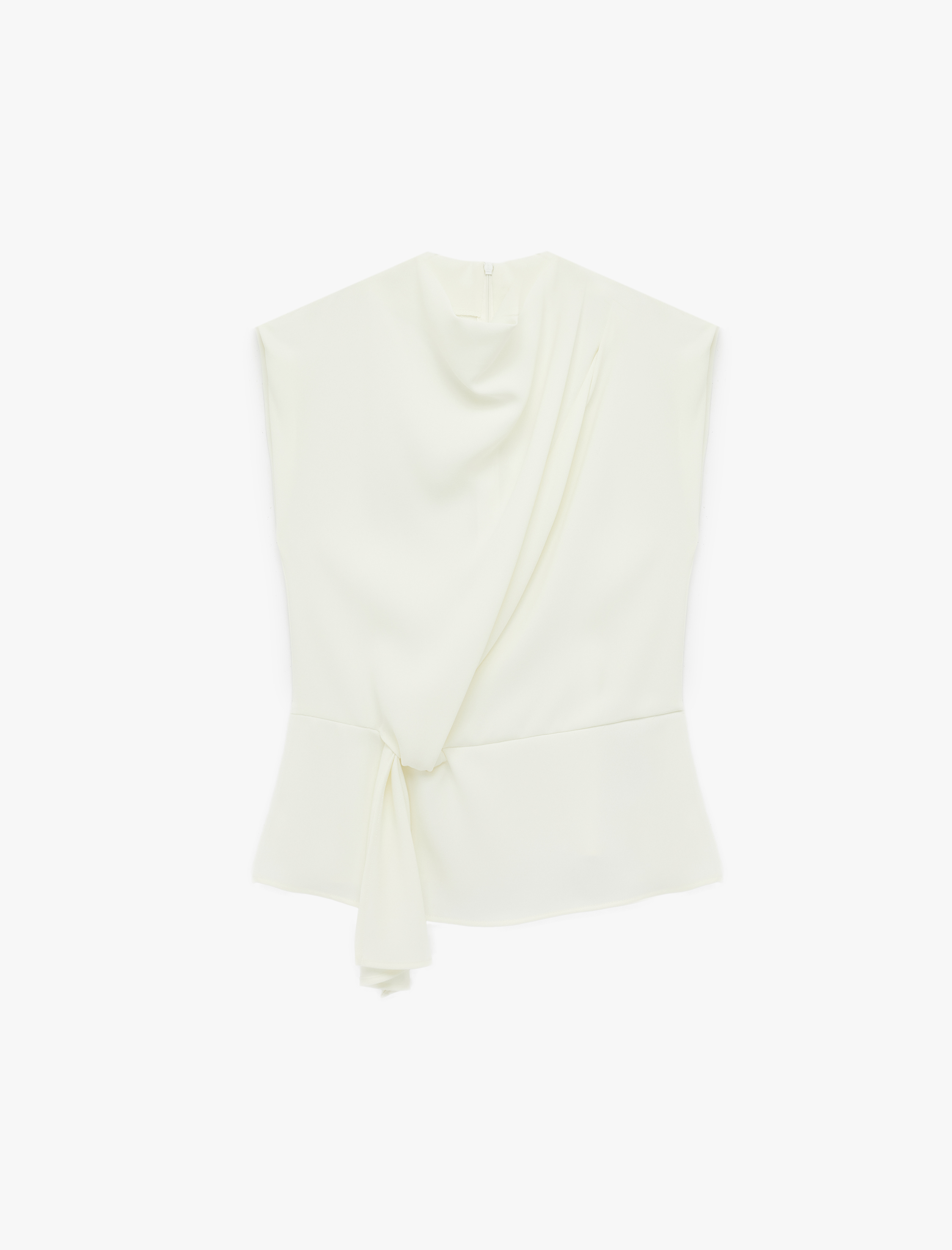   Dik Yaka Drapeli Bağlama Detaylı Kolsuz Bluz