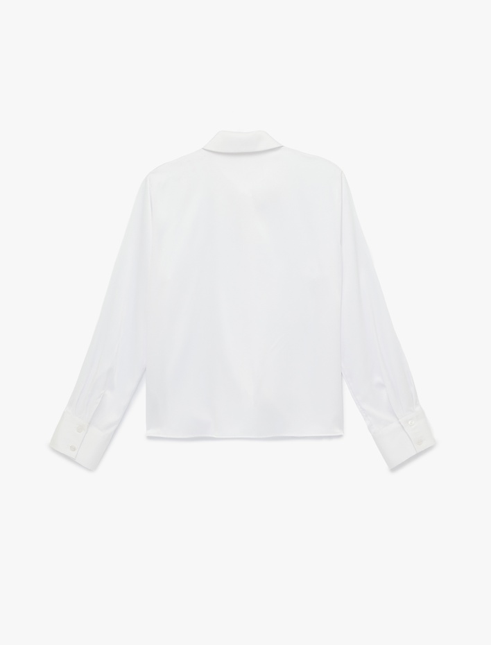  Slim Fit Uzun Kollu Düğmeli Klasik Yaka Saten Gömlek