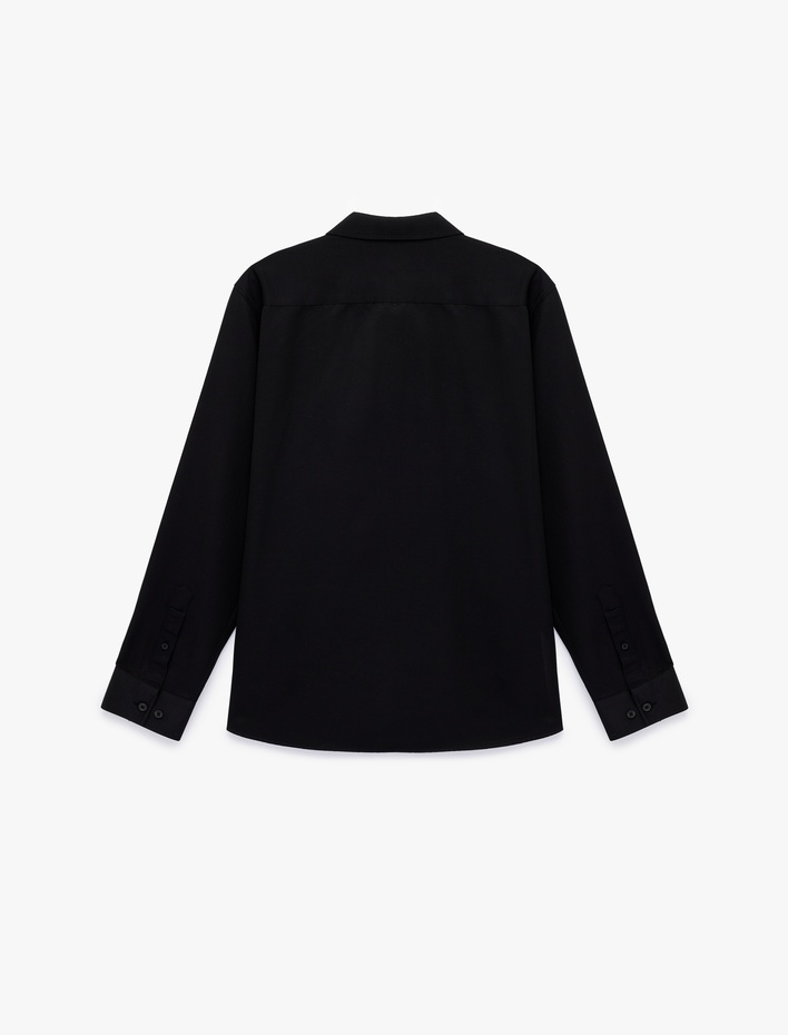  Regular Fit Uzun Kollu Düğmeli Klasik Yarım İtalyan Yaka Gömlek