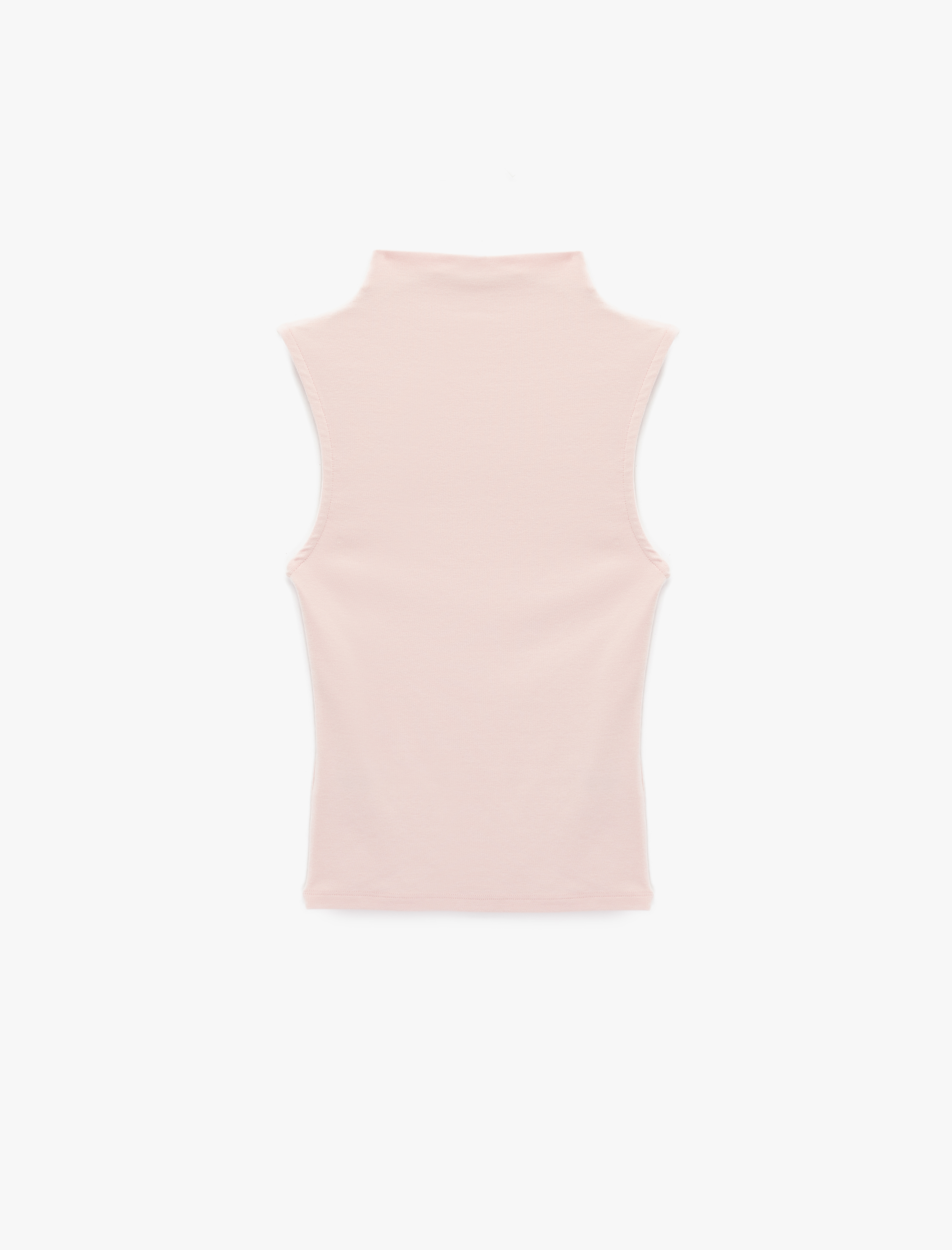   Modal Karışımlı Slim Fit Kolsuz Dik Yaka Bluz