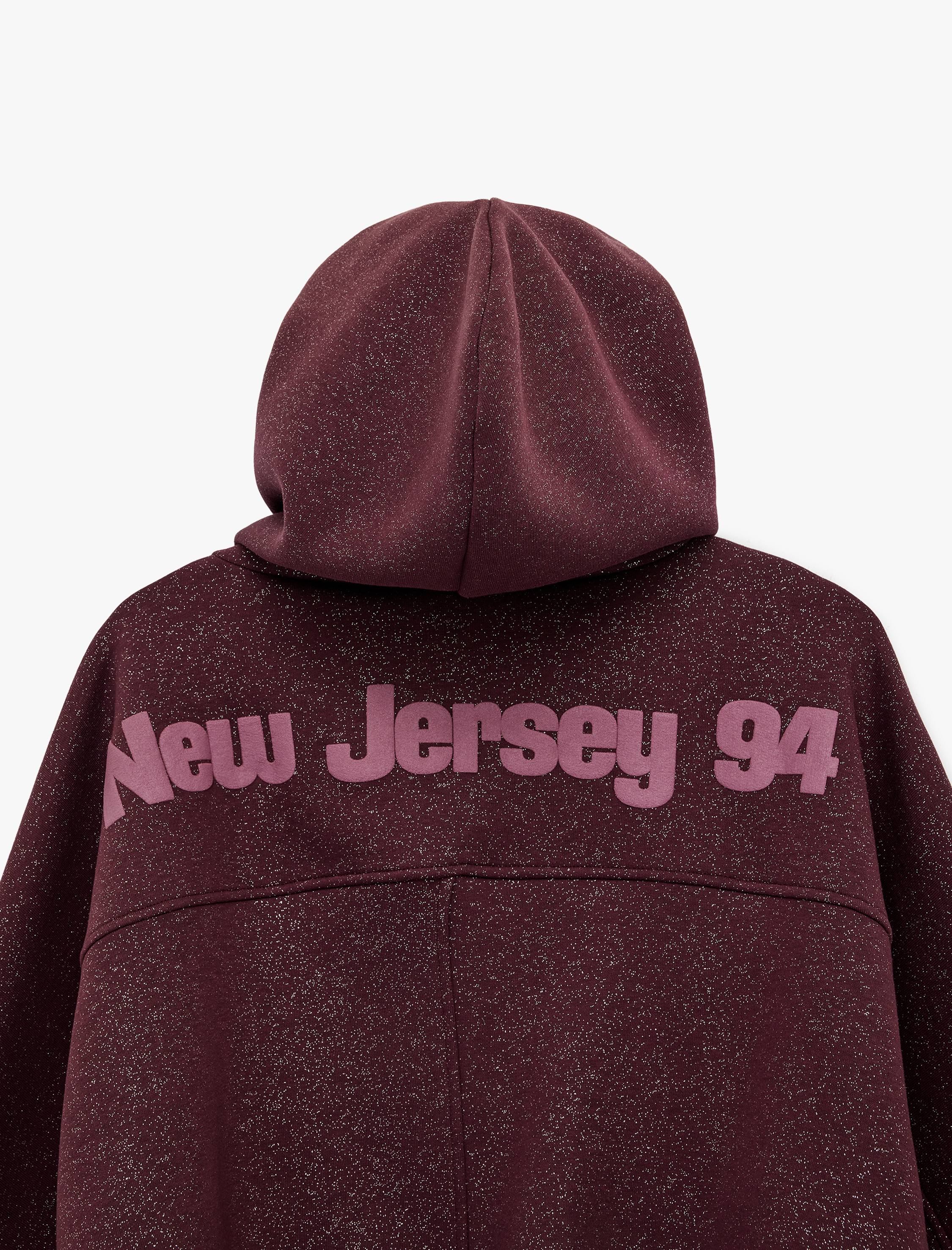   Şardonlu Kapüşonlu Baskılı Simli Cep Detaylı Fermuarlı Sweatshirt