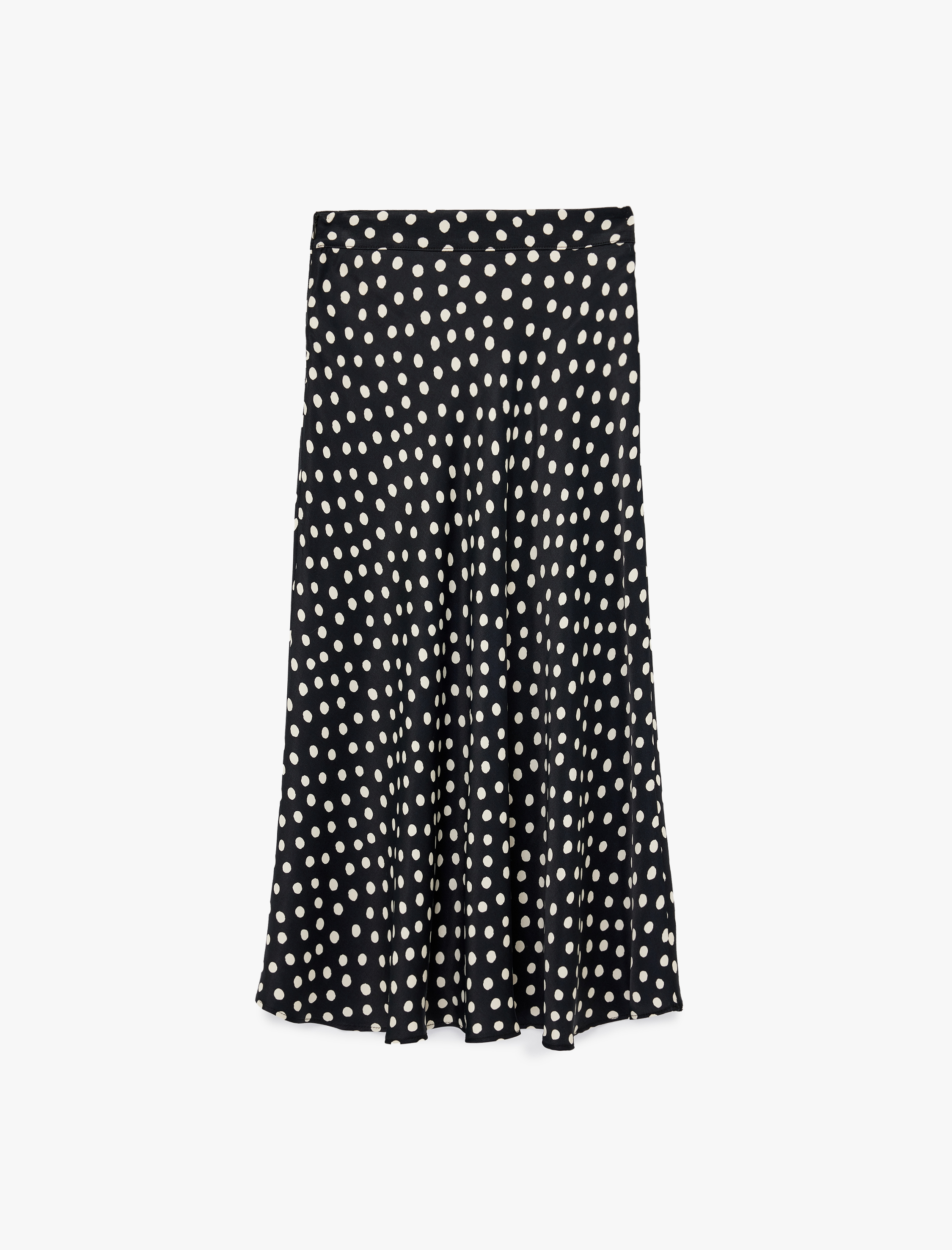   Normal Bel Puantiyeli Viskon Midi Çan Etek