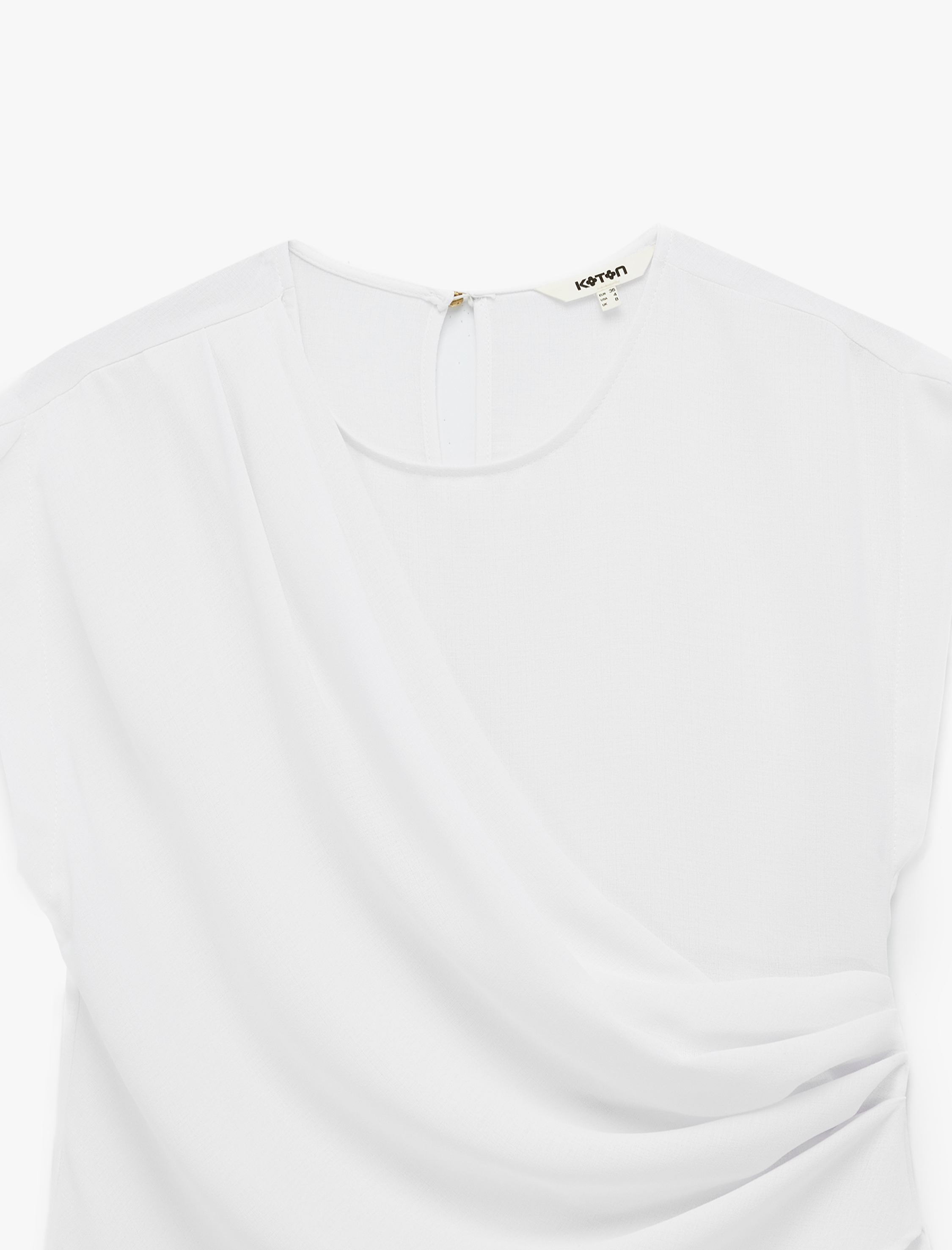   Drapeli Bisiklet Yaka Asimetrik Kolsuz Bluz