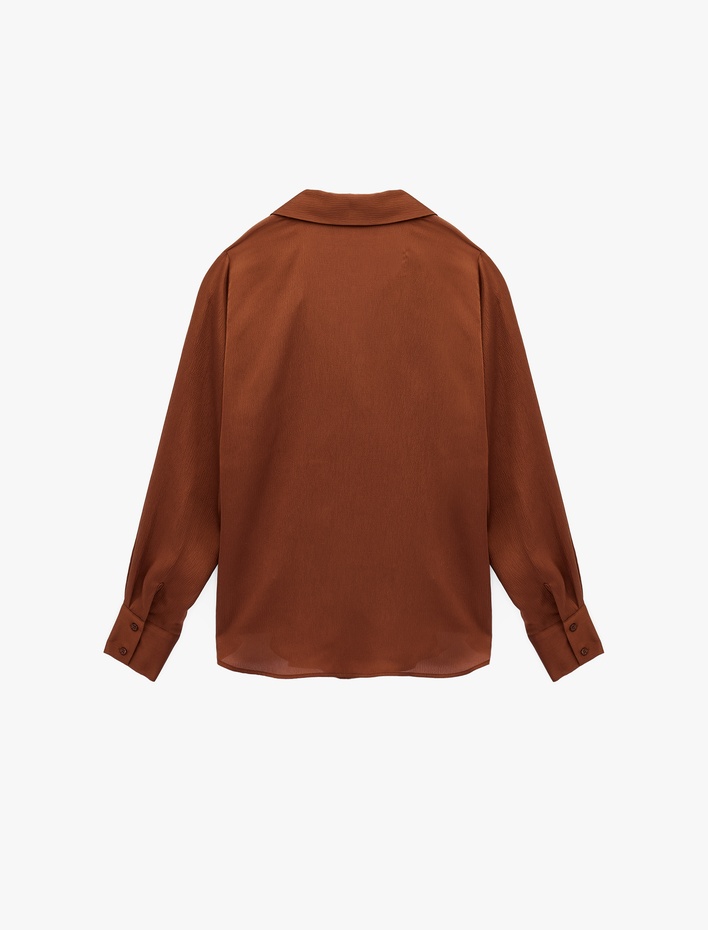  Regular Fit Uzun Kollu Klasik Yaka Saten Gömlek