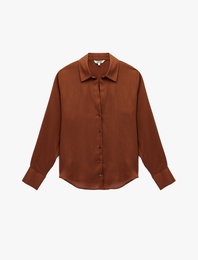 Regular Fit Uzun Kollu Klasik Yaka Saten Gömlek