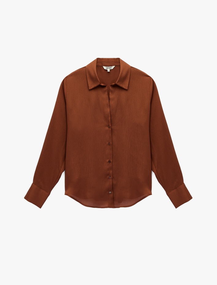  Regular Fit Uzun Kollu Klasik Yaka Saten Gömlek