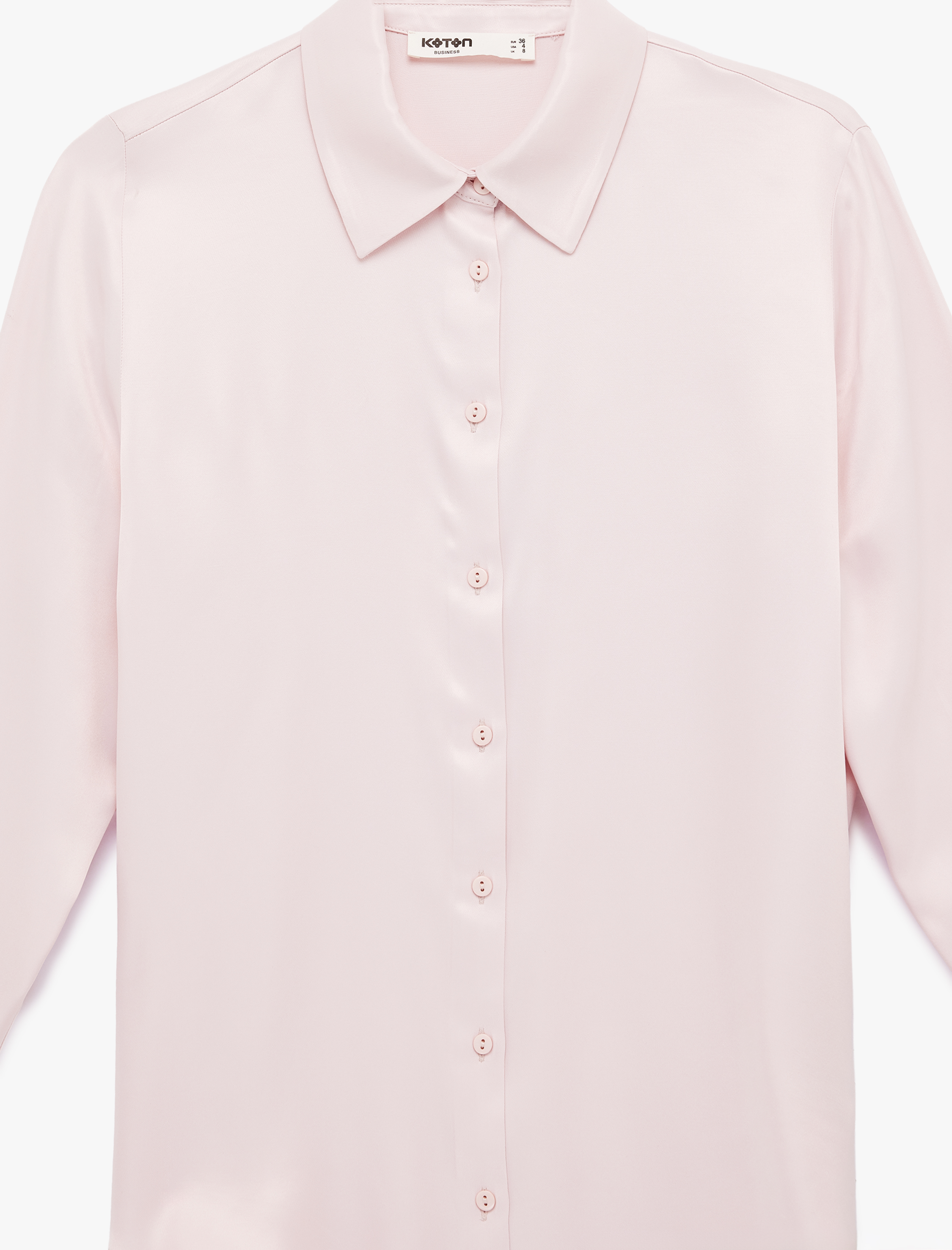   Uzun Kollu Klasik Yaka Düğmeli Viskon Saten Gömlek