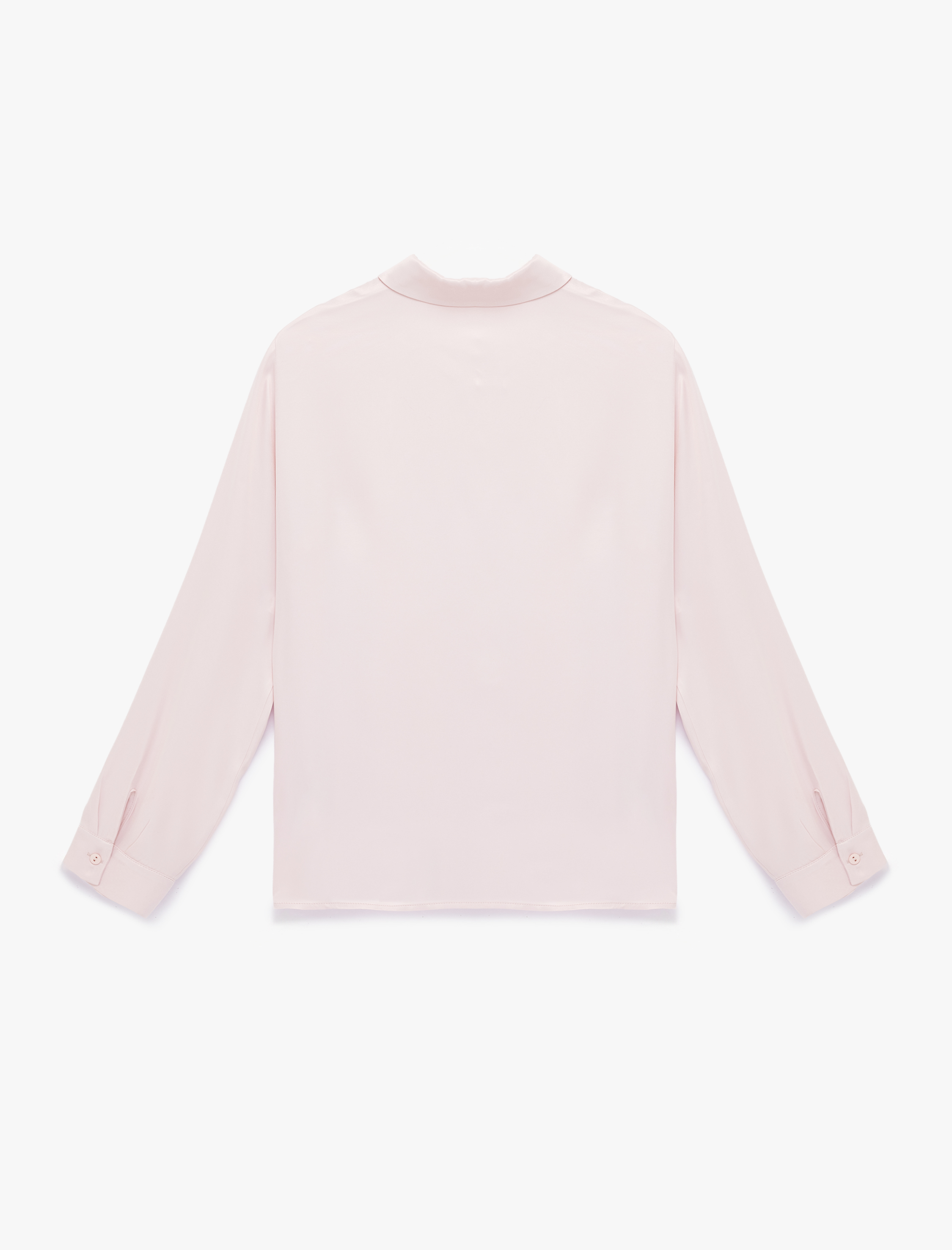   Uzun Kollu Klasik Yaka Düğmeli Viskon Saten Gömlek