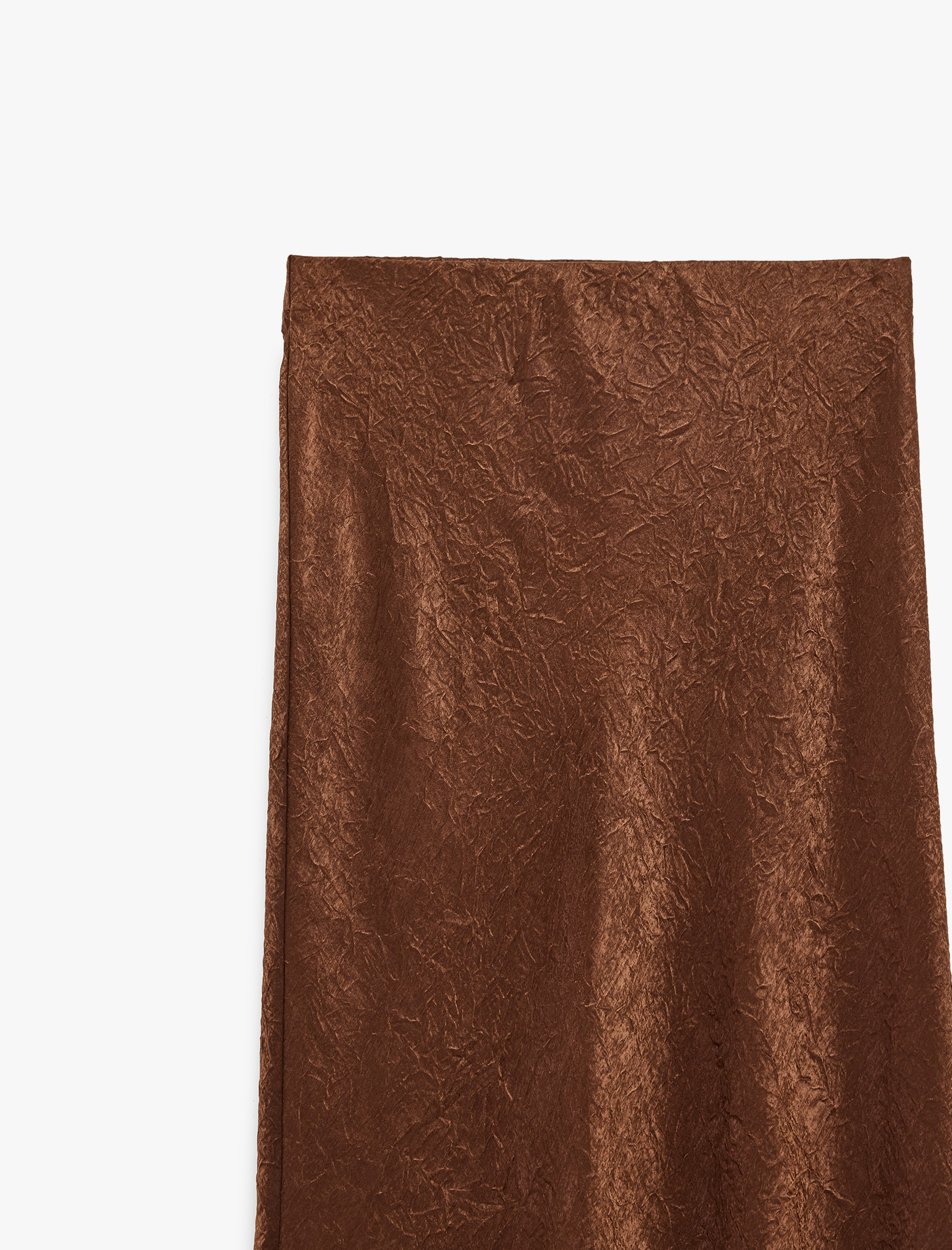   Balık Kesim Slim Fit Midi Boy Dokulu Saten Etek