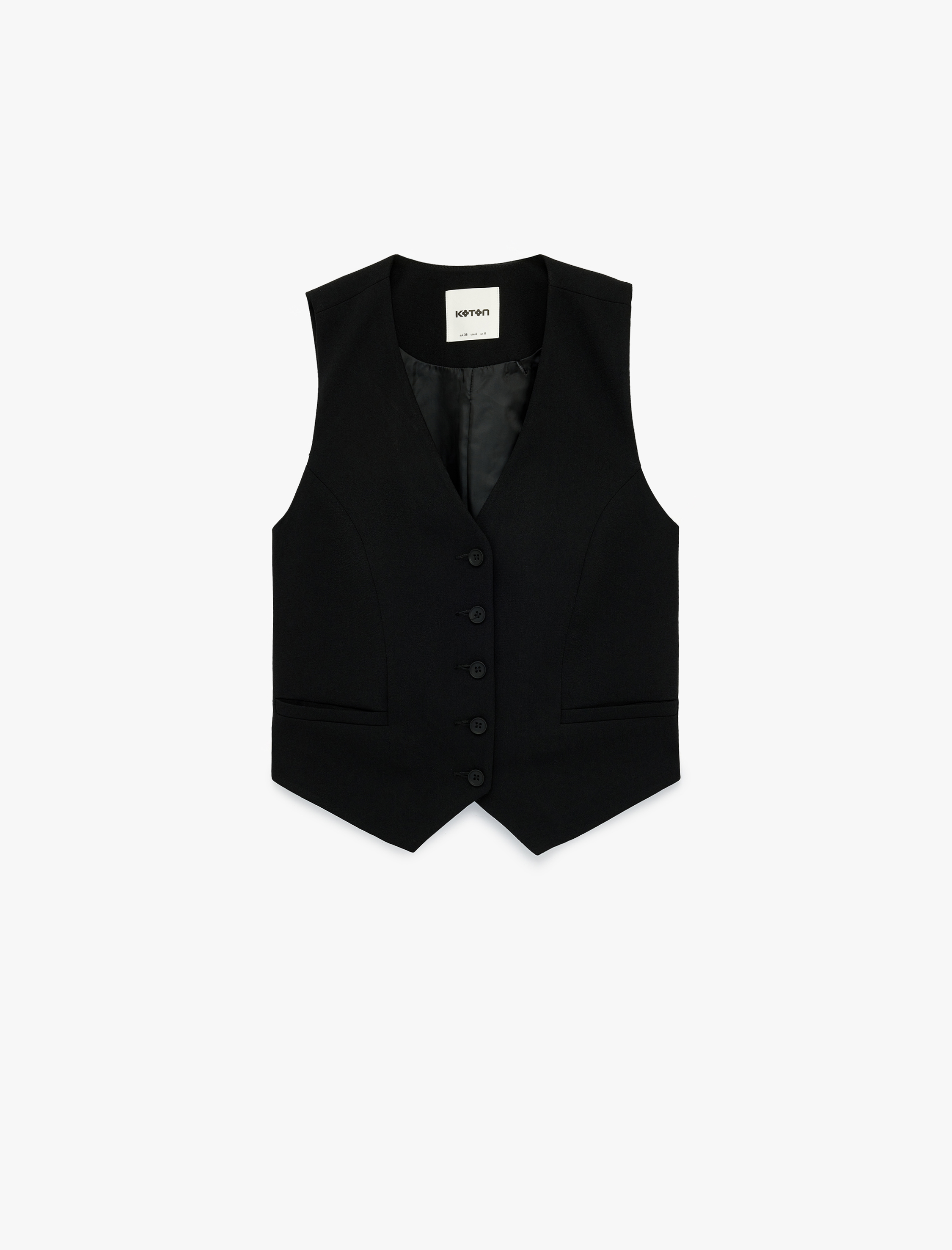   Klasik V Yaka Düğmeli Blazer Yelek