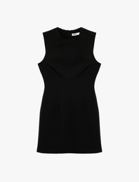 Kolsuz Bisiklet Yaka A Kesim Mini Elbise