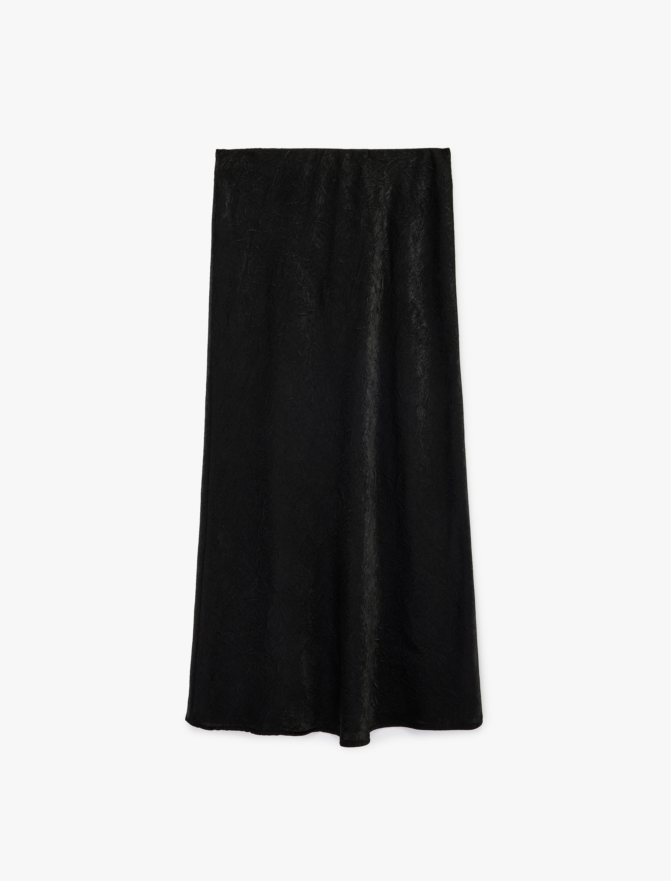   Balık Kesim Slim Fit Midi Boy Dokulu Saten Etek