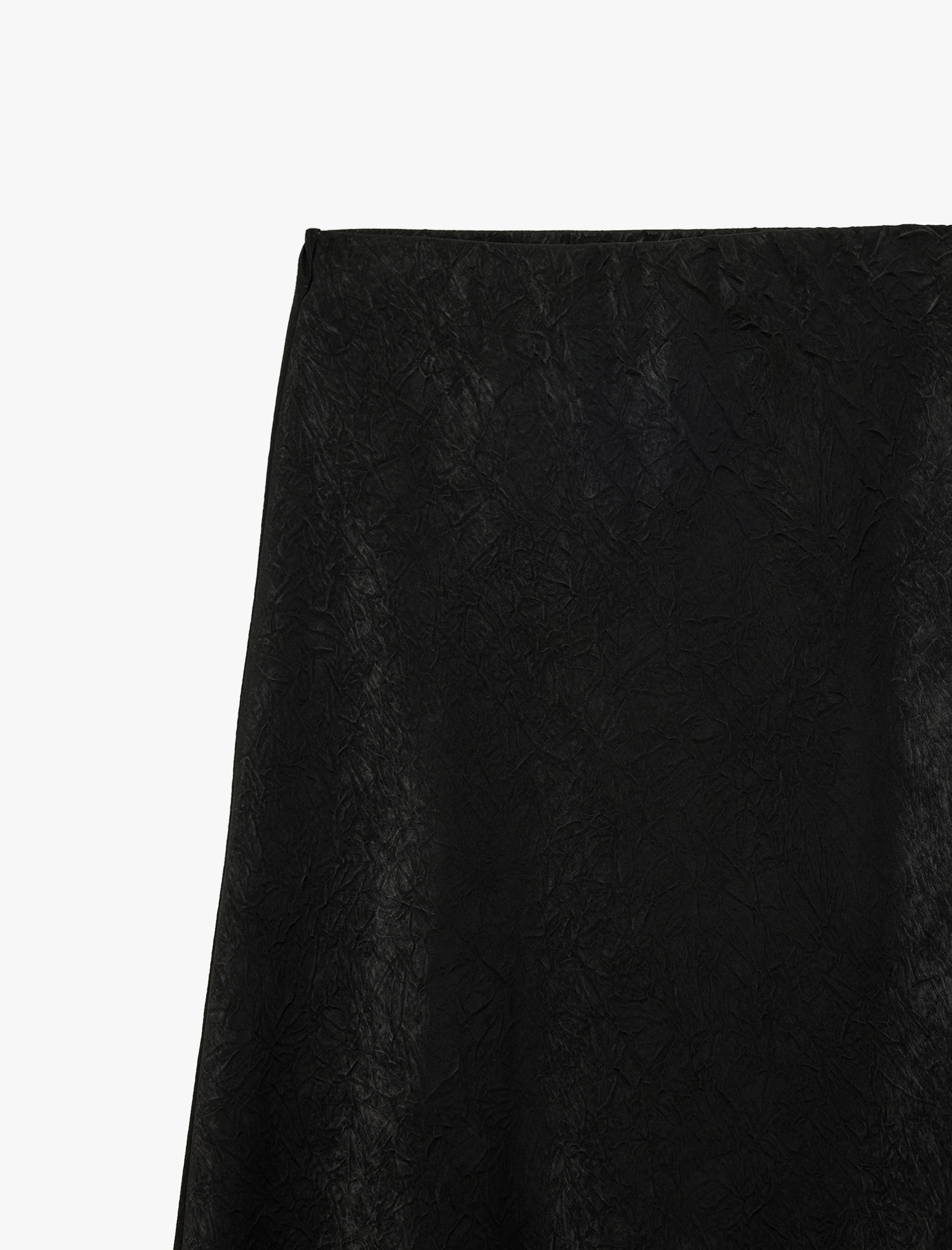   Balık Kesim Slim Fit Midi Boy Dokulu Saten Etek