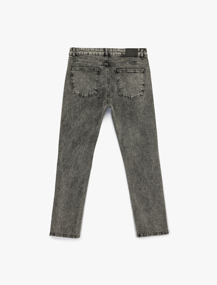  Pamuklu Normal Bel 5 Cepli Straight Fit Jean Pantolon - Mark Jean
