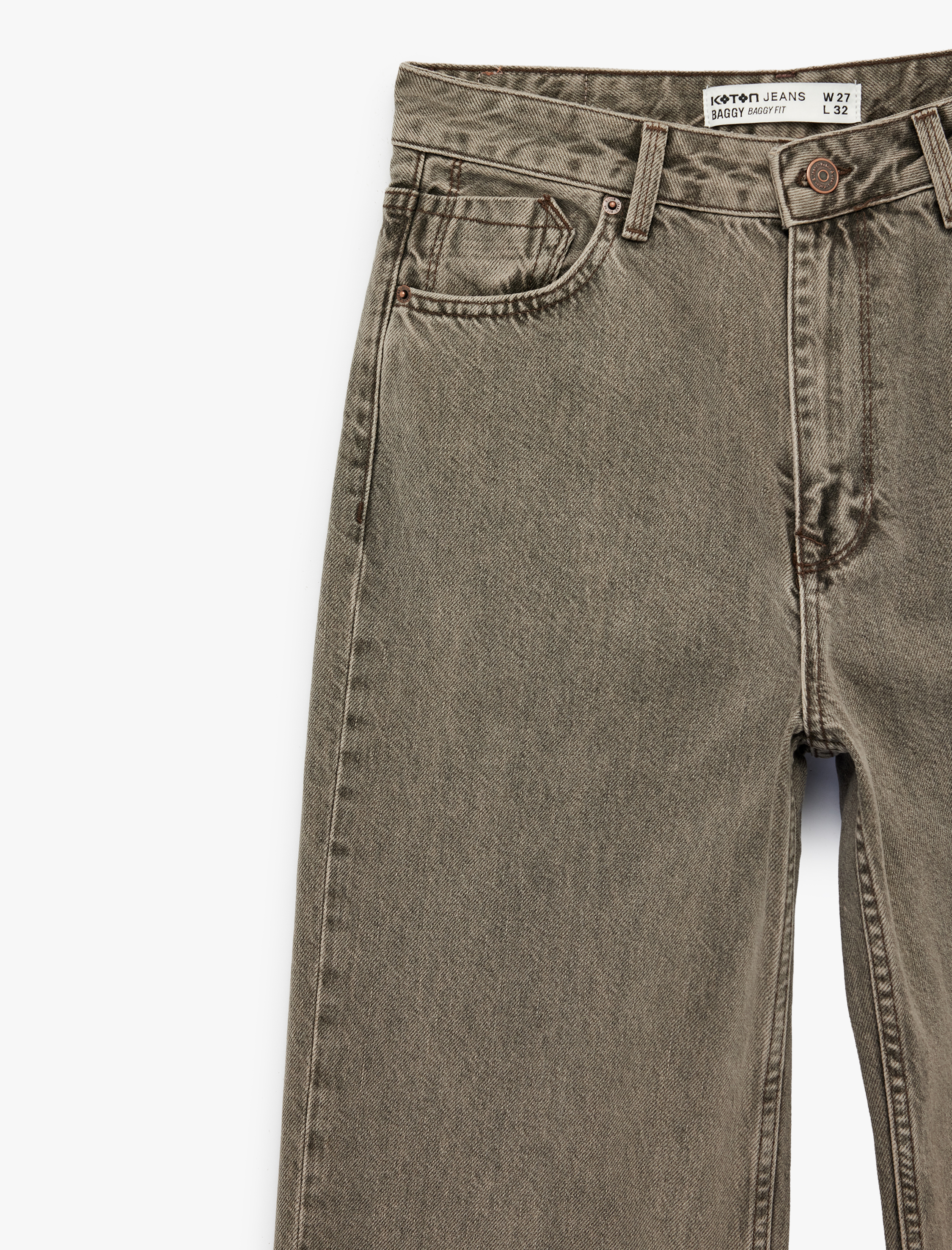   Rahat Kalıp Yıkamalı Düğmeli Cepli Baggy Denim Pantolon - Baggy Jeans