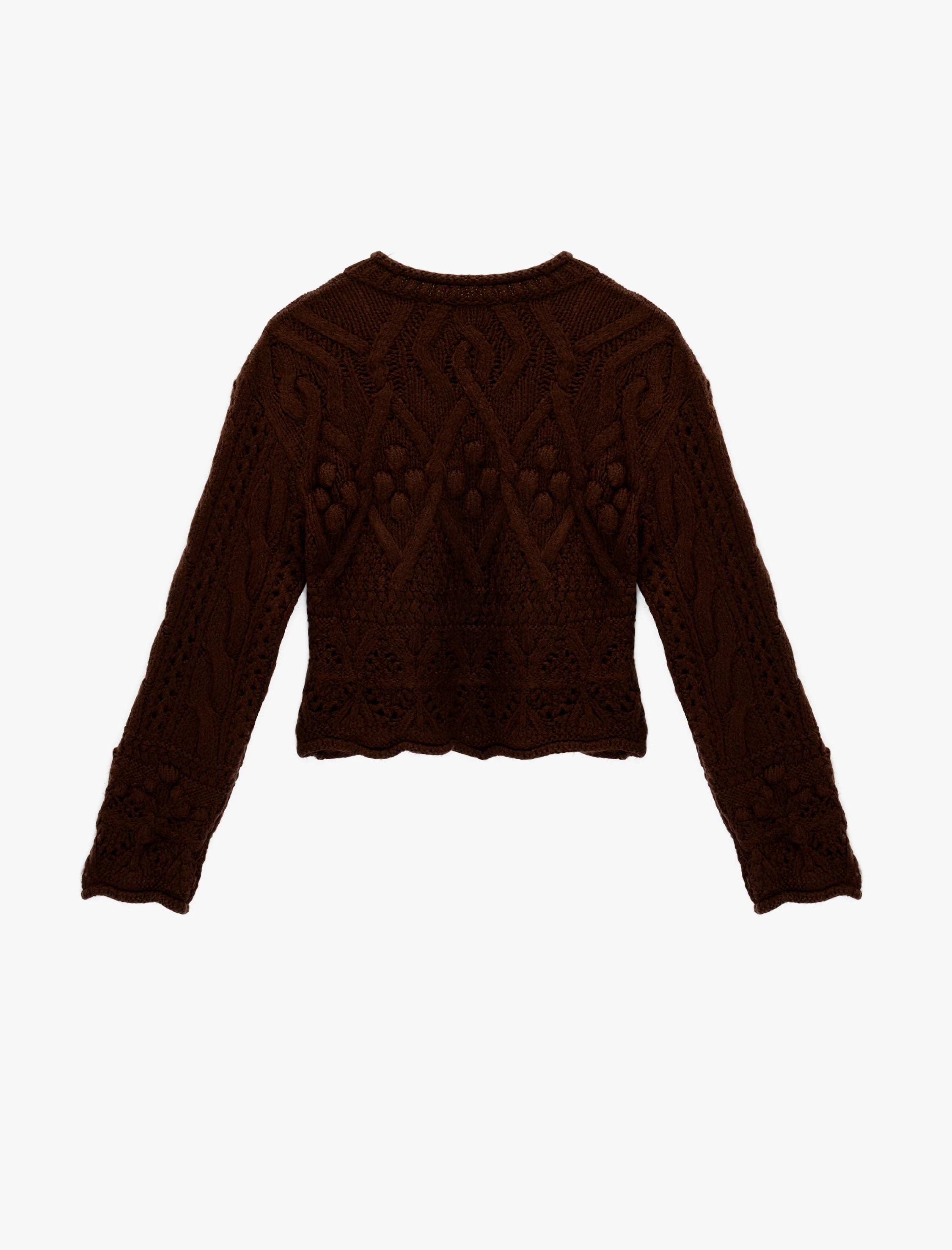   Bisiklet Yaka Uzun Kollu Örgü Dokulu Triko Crop Kazak