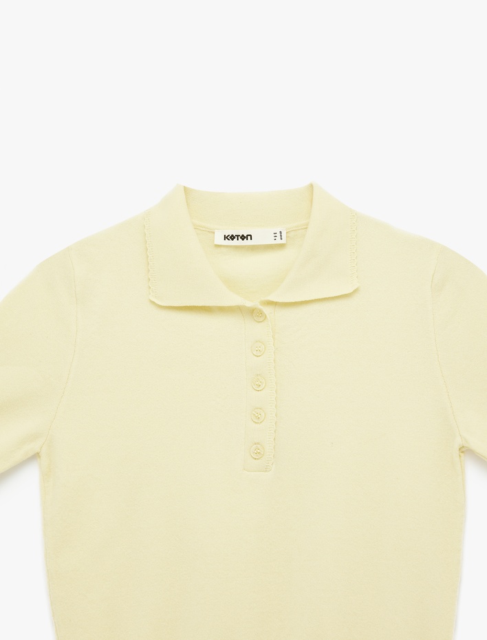  Düğmeli Kısa Kollu Polo Yaka Triko Kazak