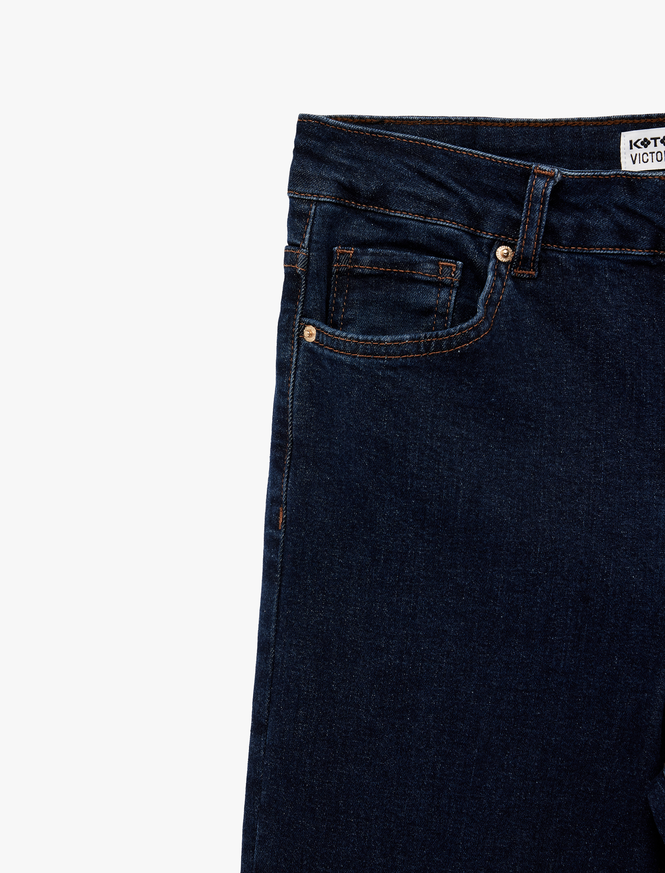   Dar Kesim Kemerli Düğmeli İspanyol Paça Denim Pantolon - Flare Jeans