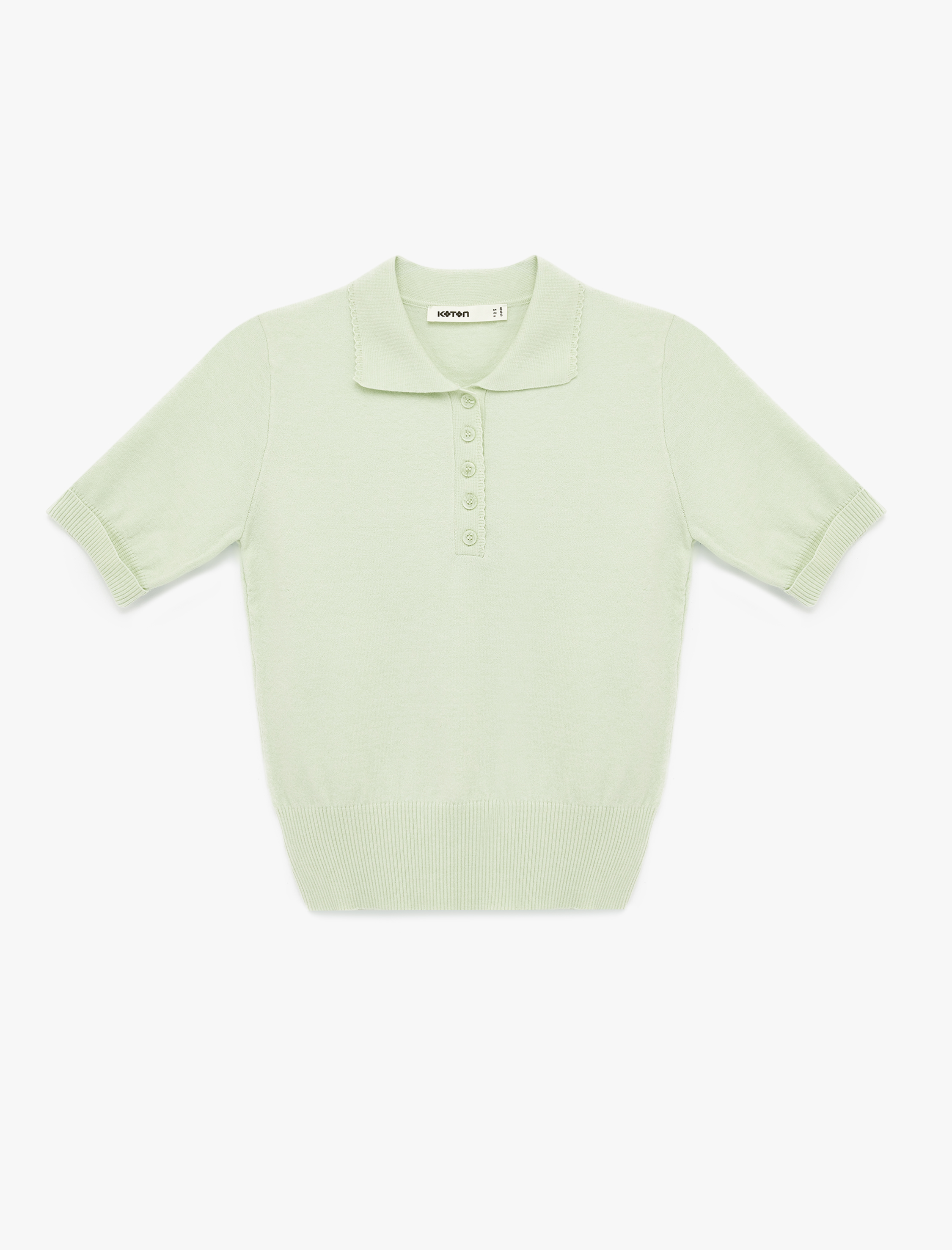   Düğmeli Kısa Kollu Polo Yaka Triko Kazak