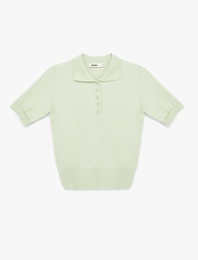 Düğmeli Kısa Kollu Polo Yaka Triko Kazak
