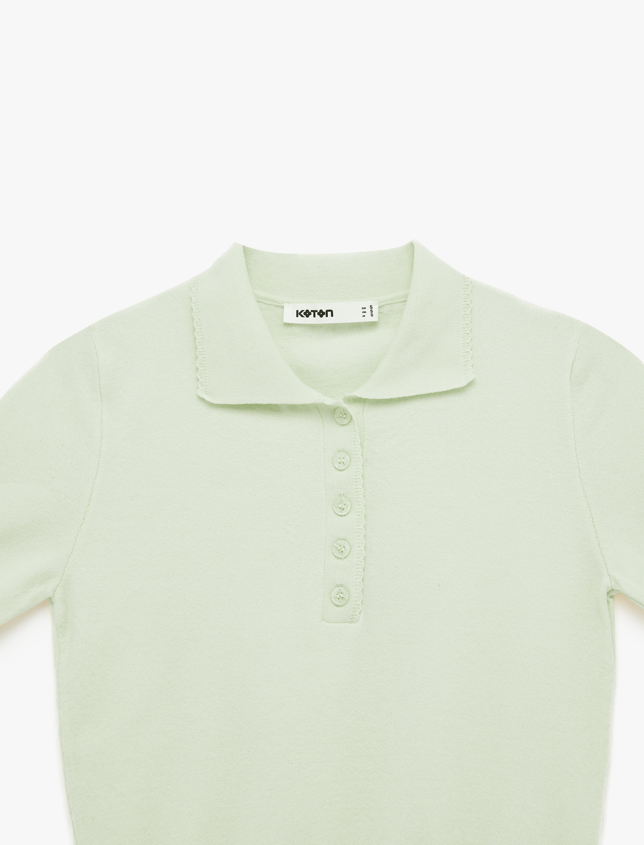   Düğmeli Kısa Kollu Polo Yaka Triko Kazak