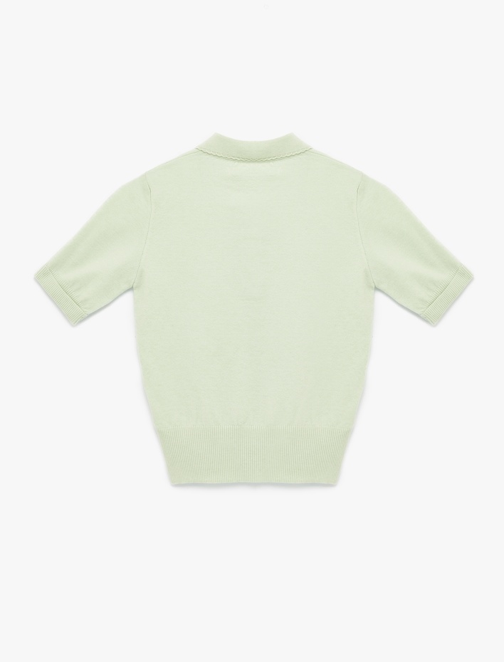  Düğmeli Kısa Kollu Polo Yaka Triko Kazak