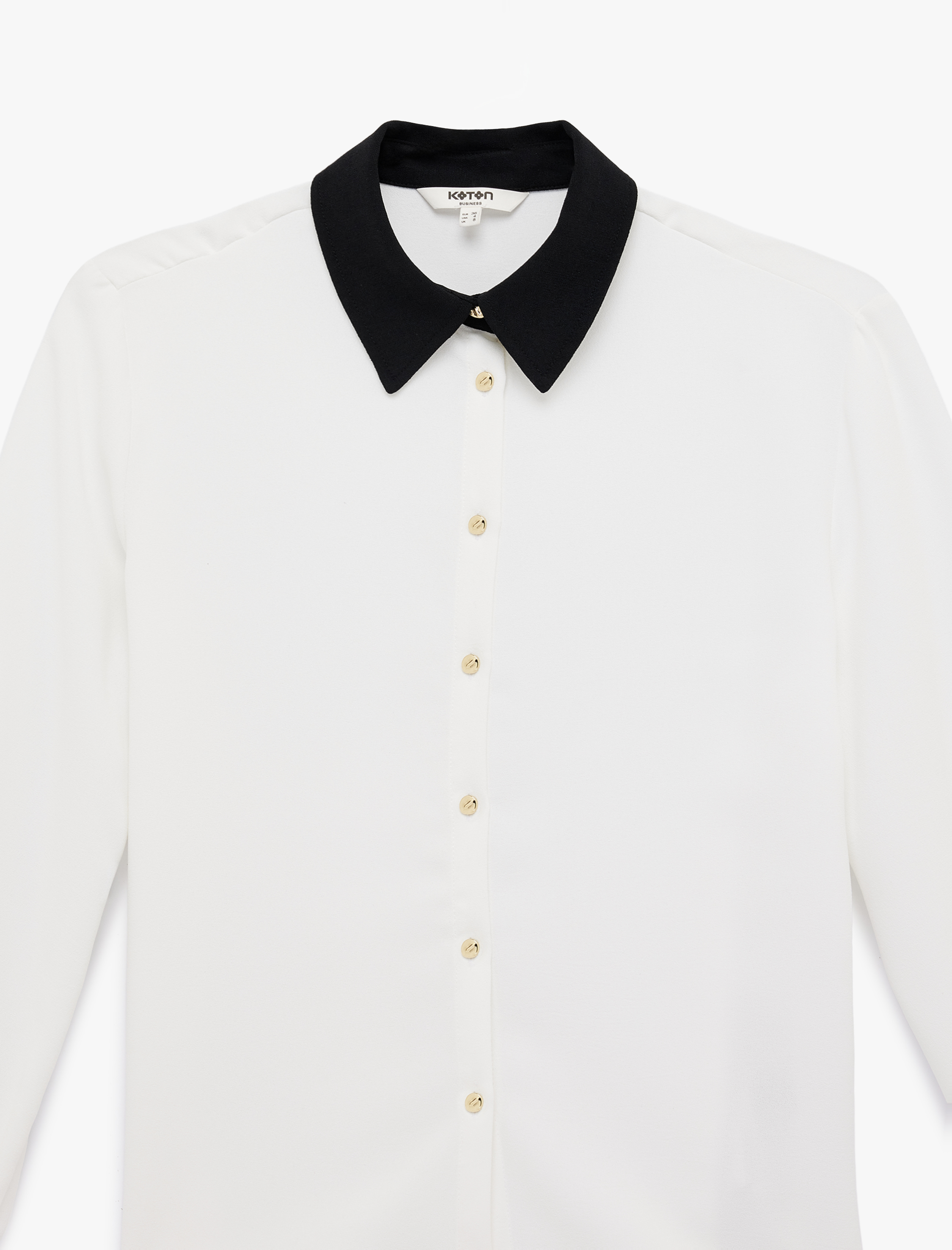   Yaka Detaylı Düğmeli Uzun Kollu Gömlek