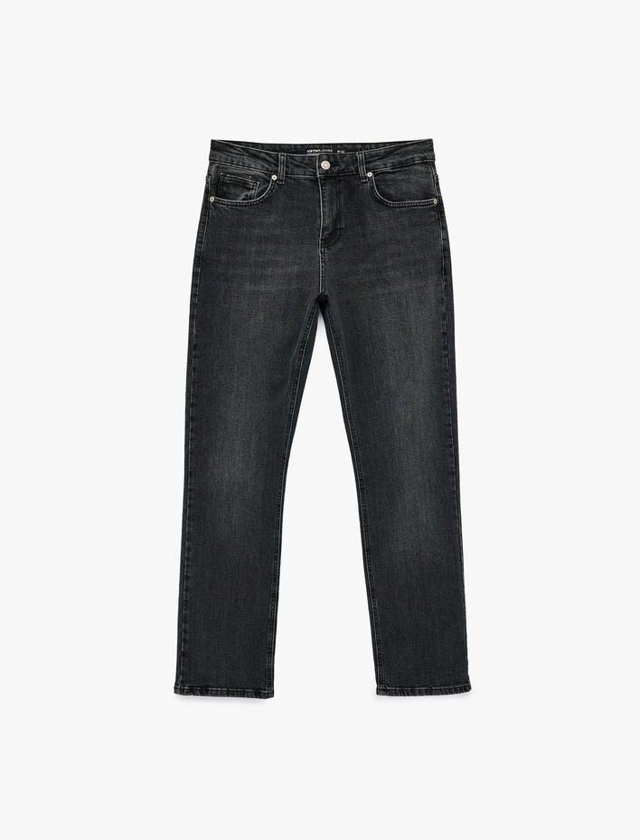  Pamuklu Normal Bel 5 Cepli Straight Fit Jean Pantolon - Mark Jean