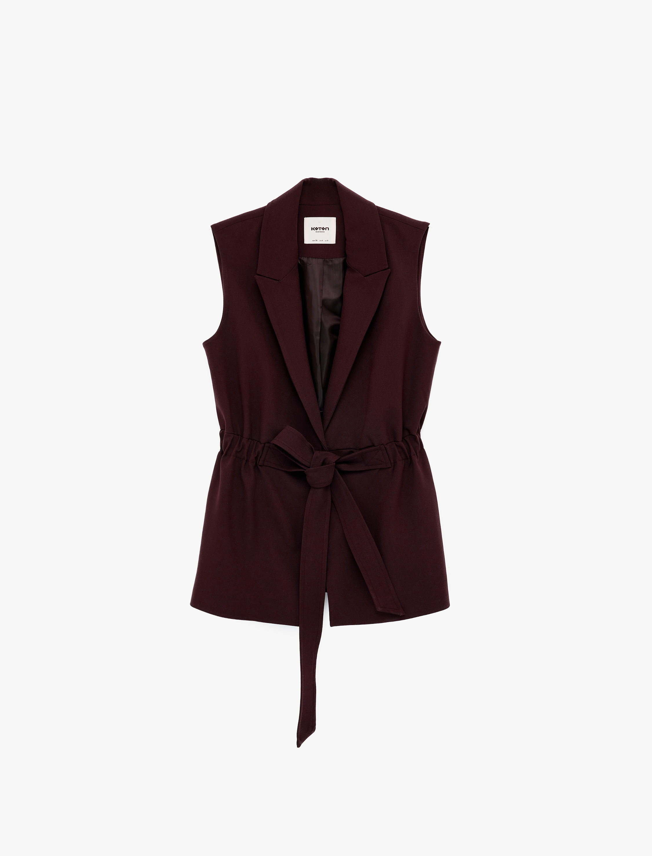   Kruvaze Yaka Kemerli Kolsuz Yelek