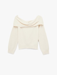 Uzun Kollu Omzu Açık Triko Kazak