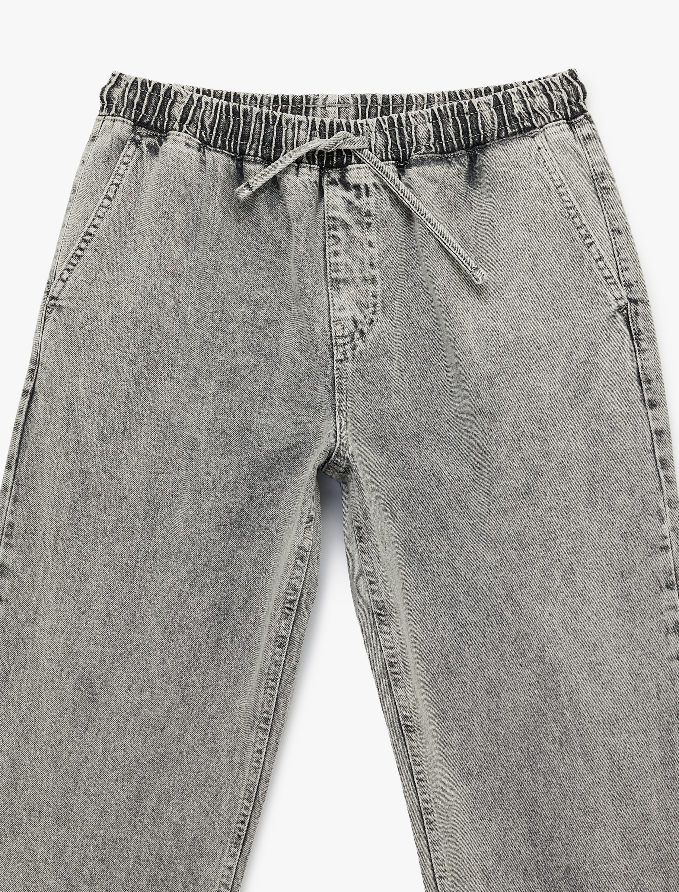   Pamuklu Cepli Bol Beli Lastikli Bağcıklı Baggy Jean Pantolon