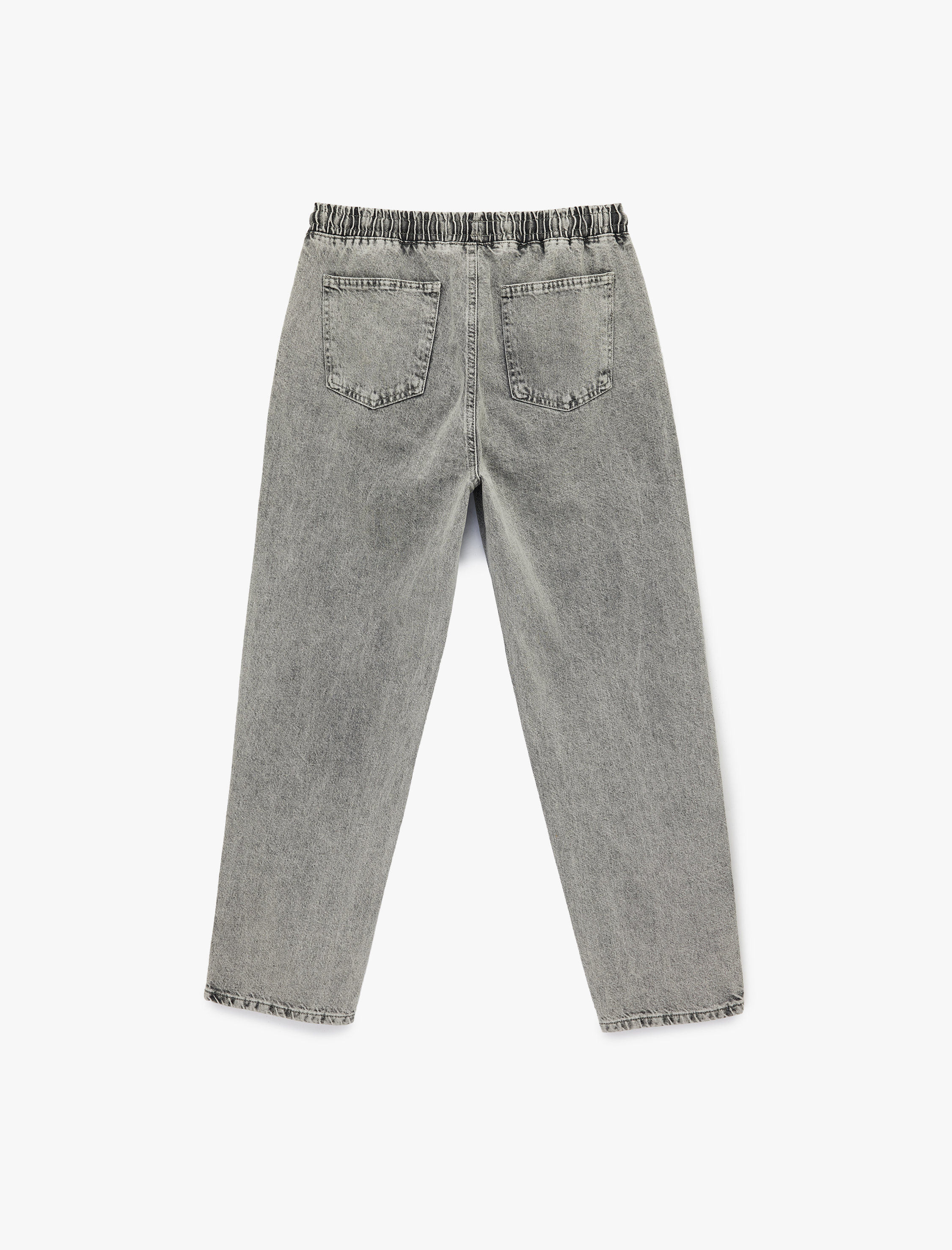   Pamuklu Cepli Bol Beli Lastikli Bağcıklı Baggy Jean Pantolon