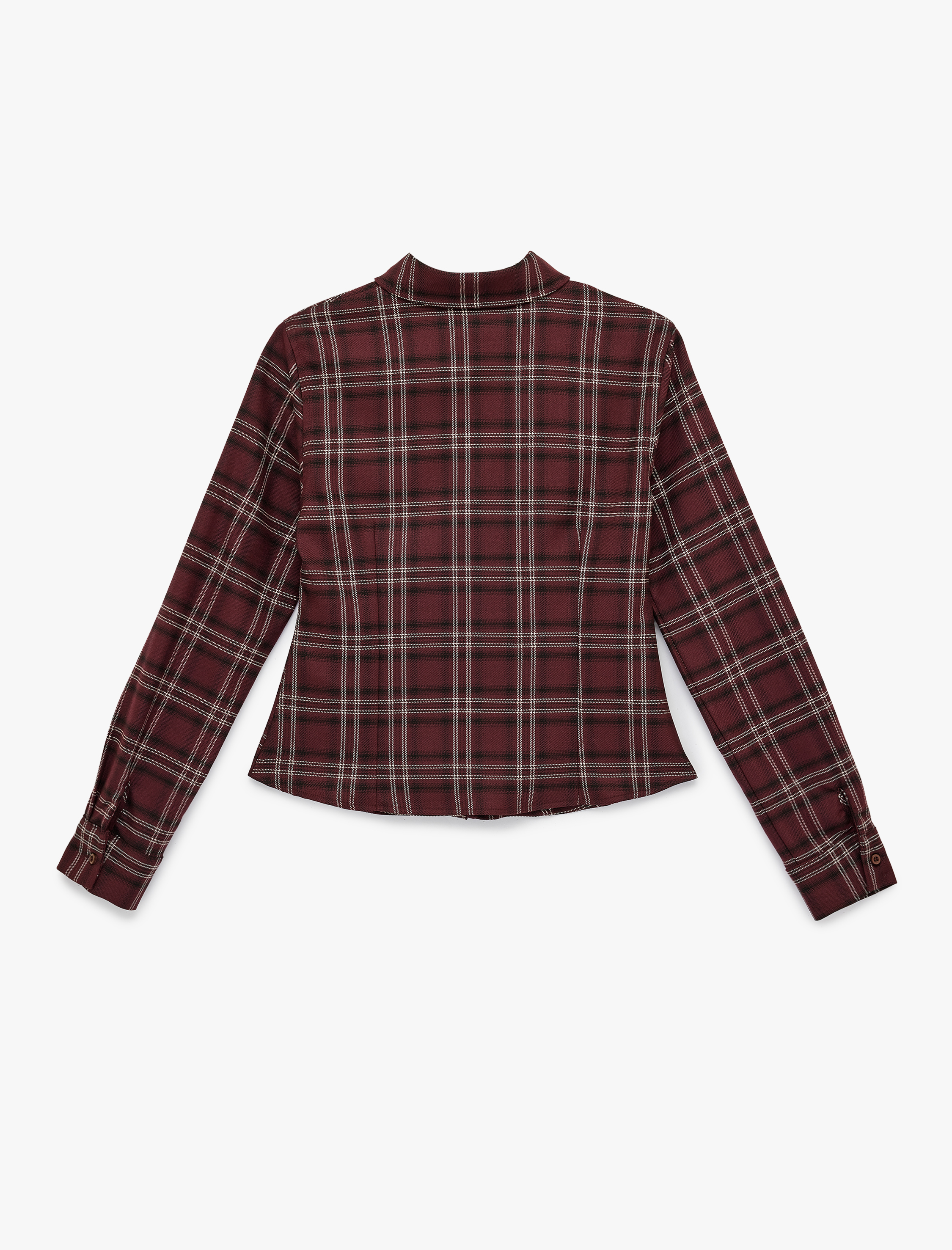   Viskon Karışımlı Uzun Kollu Klasik Yaka Düğmeli Ekoseli Gömlek