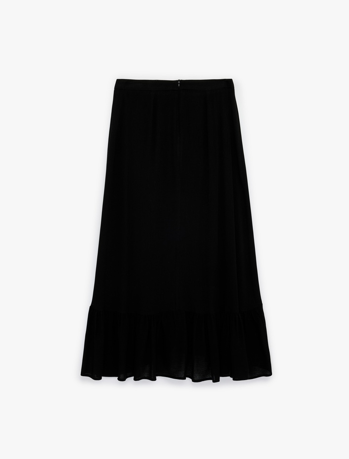  Viskon Crinkle Kumaş Midi Etek