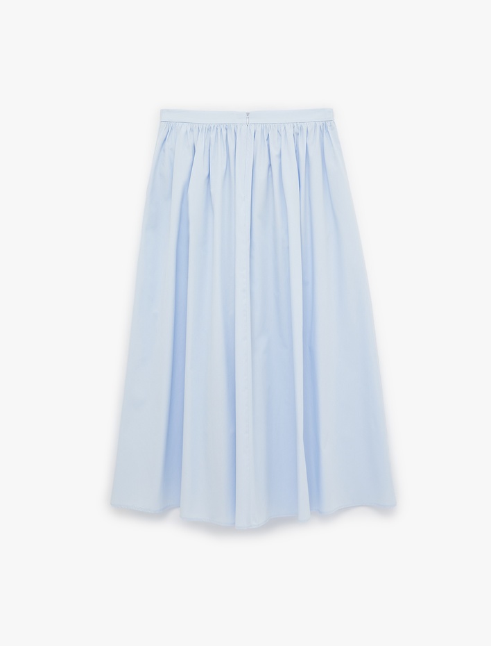  Pamuklu Çan Kesim Poplin Midi Etek