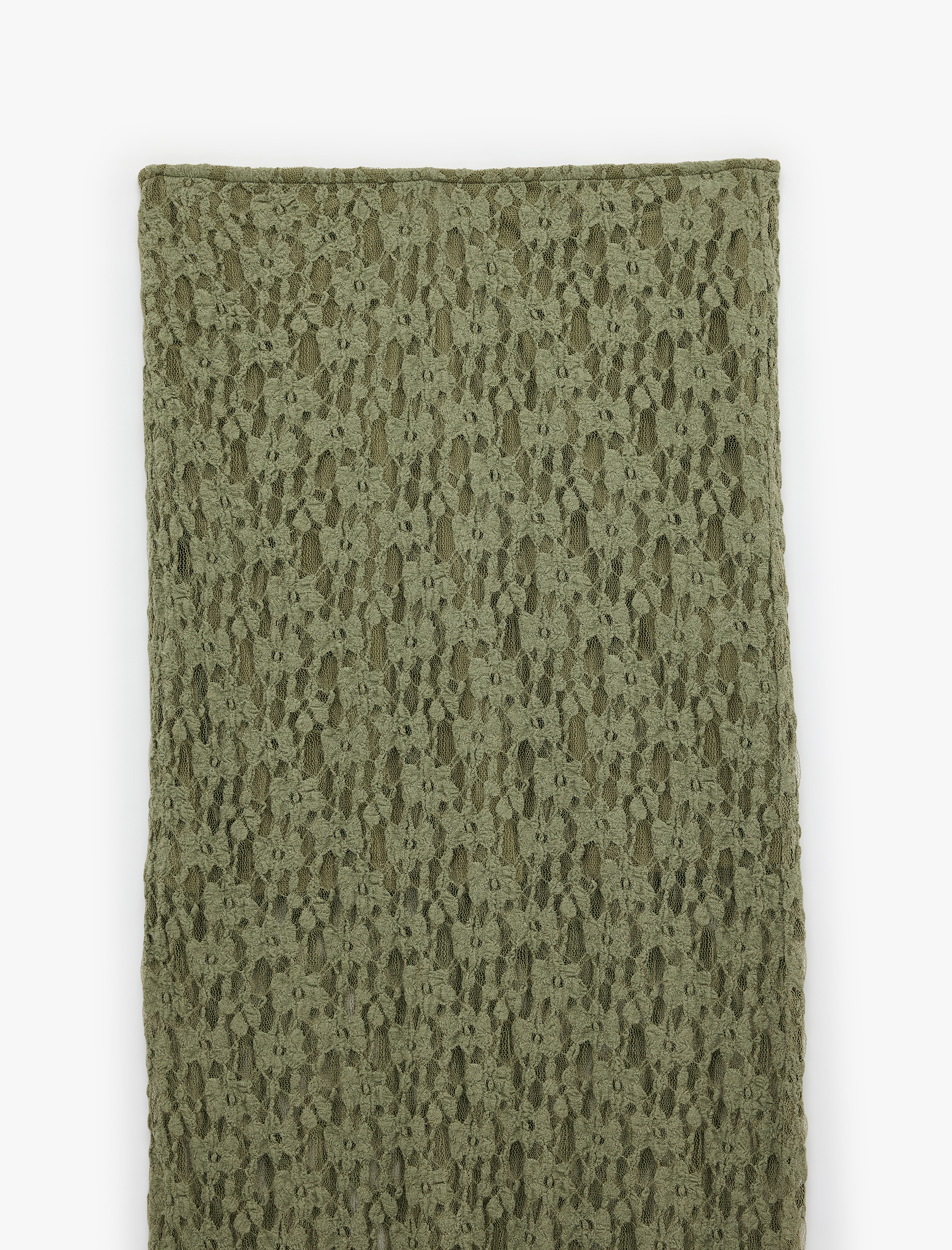   Yüksek Bel Slim Fit Midi Dantelli Kalem Etek